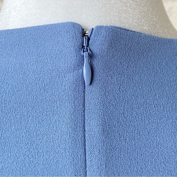 Express Blue Stretch Crepe Belted Cap Sleeve Dress - Picture 11 of 14